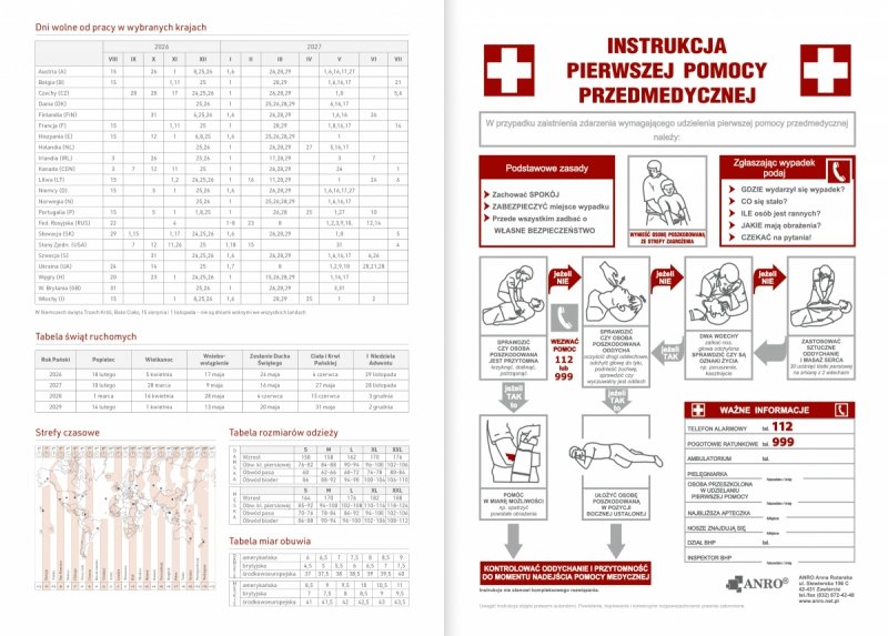 instrukcja pierwszej pomocy przedmedycznej w kalendarzu dla pedagoga 