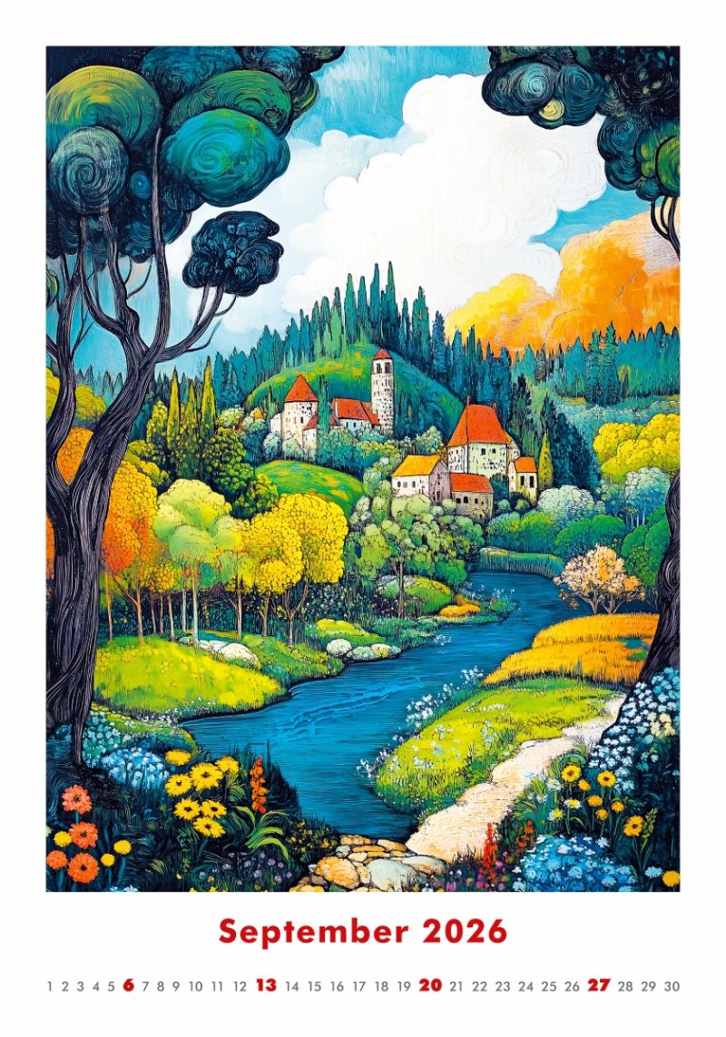 14-planszowy kalendarz do powieszenia na ścianę na rok 2026