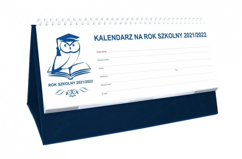 Kalendarz biurkowy tygodniowy na rok szkolny 2021/2022 PREMIUM granatowy