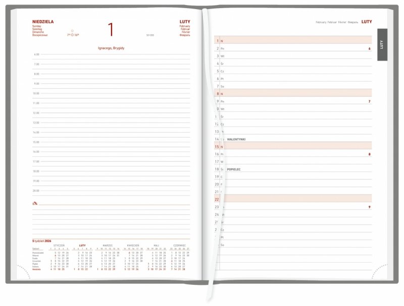 planer przed każdym miesiącem w kalendarzu A4 dziennym