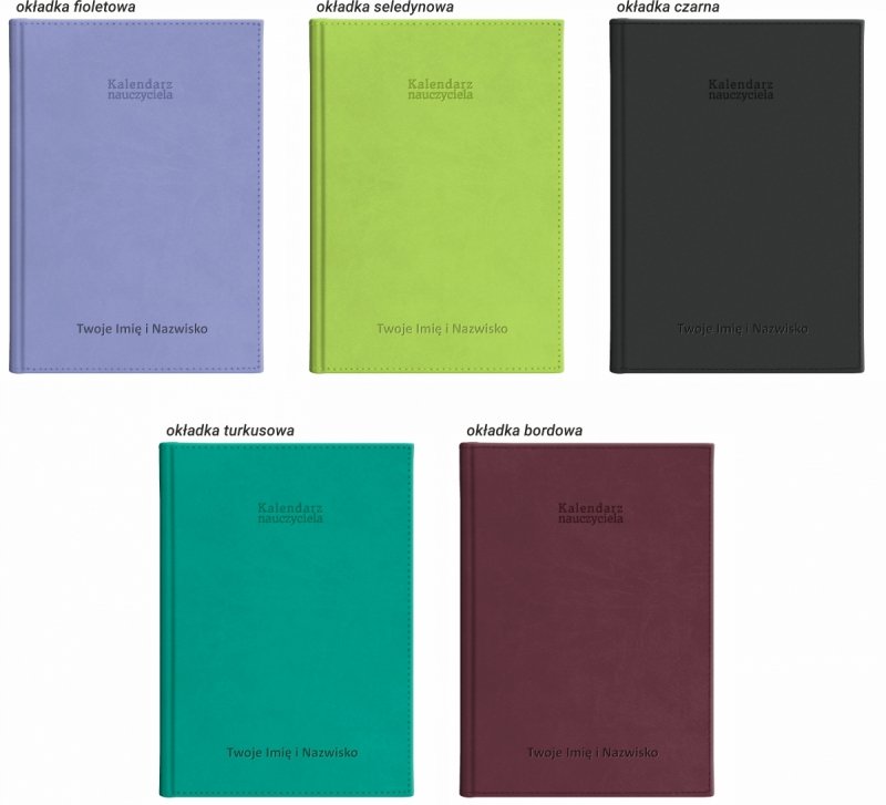 kalendarz dla pedagogów z wytłoczoną personalizacją na okładce