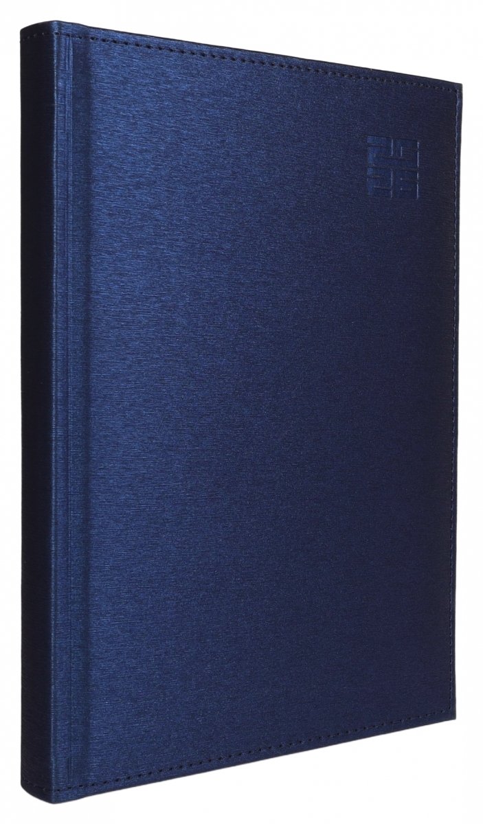 Kalendarz książkowy 2026 B5 dzienny papier biały drukowane registry oprawa ALUMINIUM granatowa