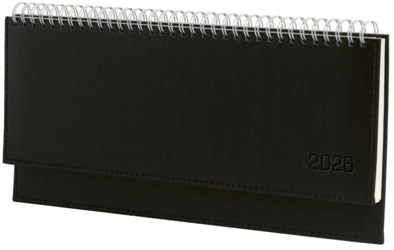 kalendarz biurkowy na rok 2026 leżący na podstawce