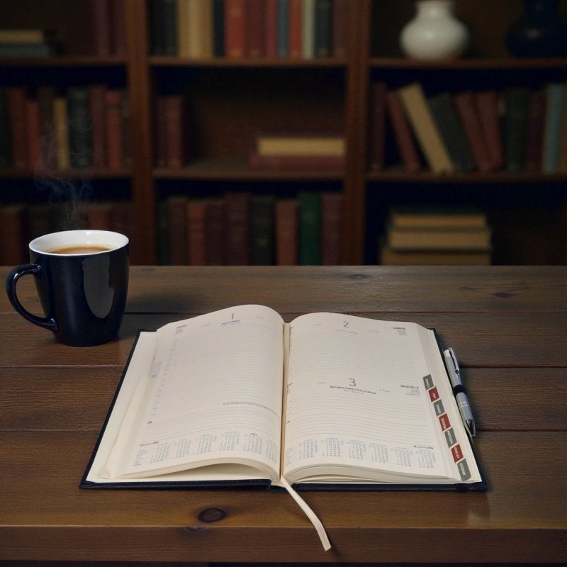 Kalendarz książkowy 2026 A5 dzienny papier chamois wycinane registry oprawa z zamykaniem na gumkę i mocowaniem na długopis ROSSA VIU granatowa Z NADRUKIEM LOGO