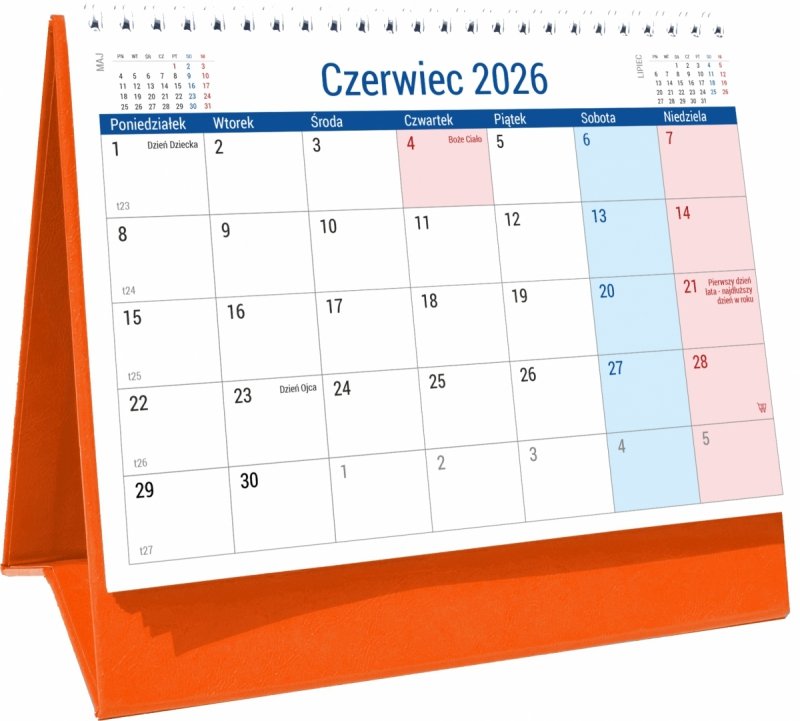 kalendarz biurkowy na rok szkolny 2026/2027 PLANO z miejscem na notatki