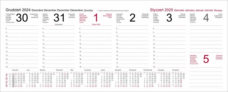 kalendarz na rok 2025