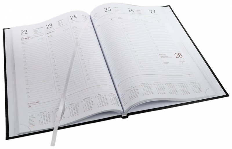 Kalendarz książkowy 2026 A4 tygodniowy papier biały drukowane registry oprawa VIVELLA EXCLUSIVE czerwona