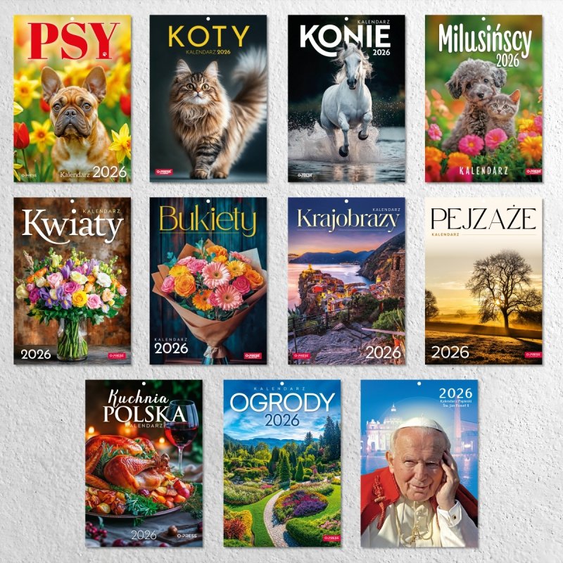 Kalendarz ścienny wieloplanszowy A4 OGRODY 2026