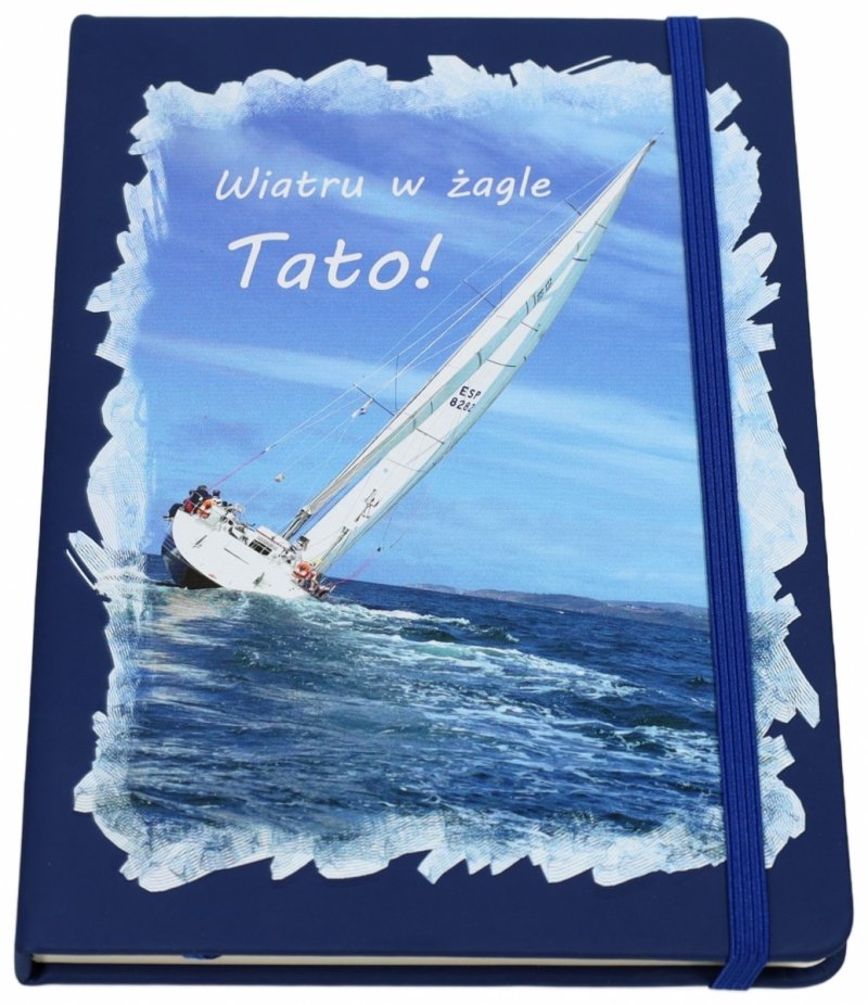 notes w linię zamykany na gumkę z nadrukiem dla taty