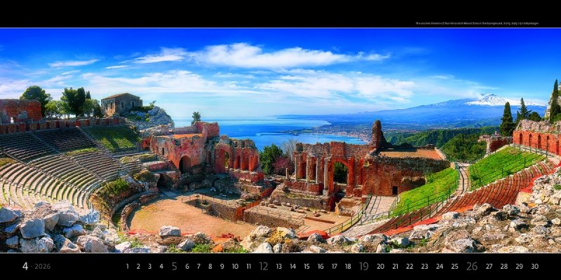 ścienny duży kalendarz na spirali z widokami 