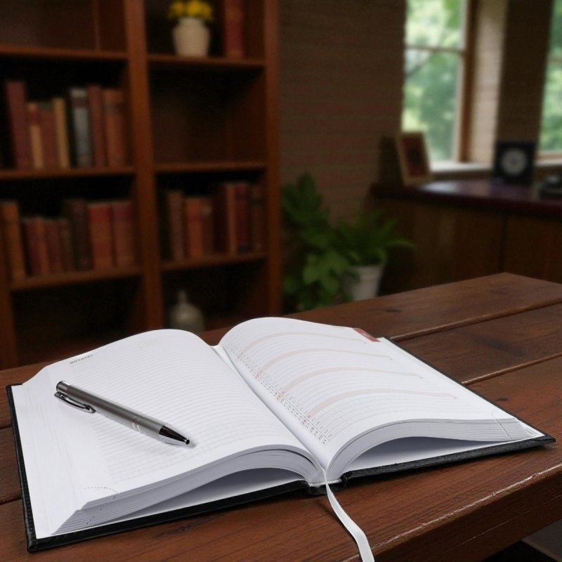 Kalendarz książkowy 2026 A5 dzienny papier biały drukowane registry oprawa ALUMINIUM czarna