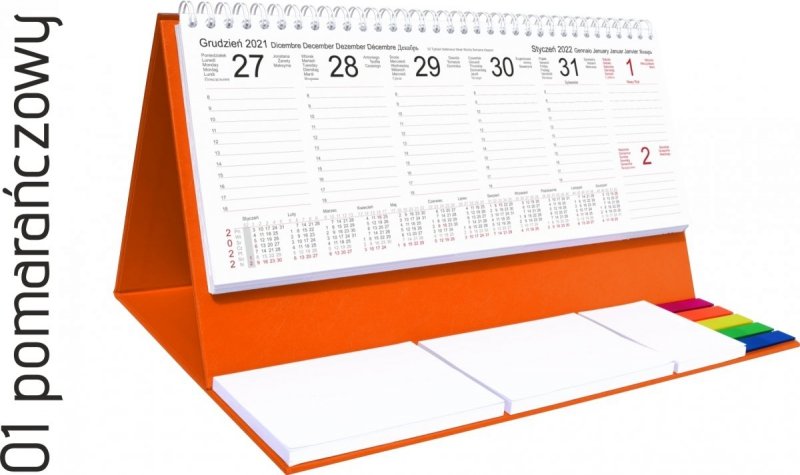 Kalendarz biurkowy z notesami i znacznikami EXCLUSIVE PLUS 2022 niebieski
