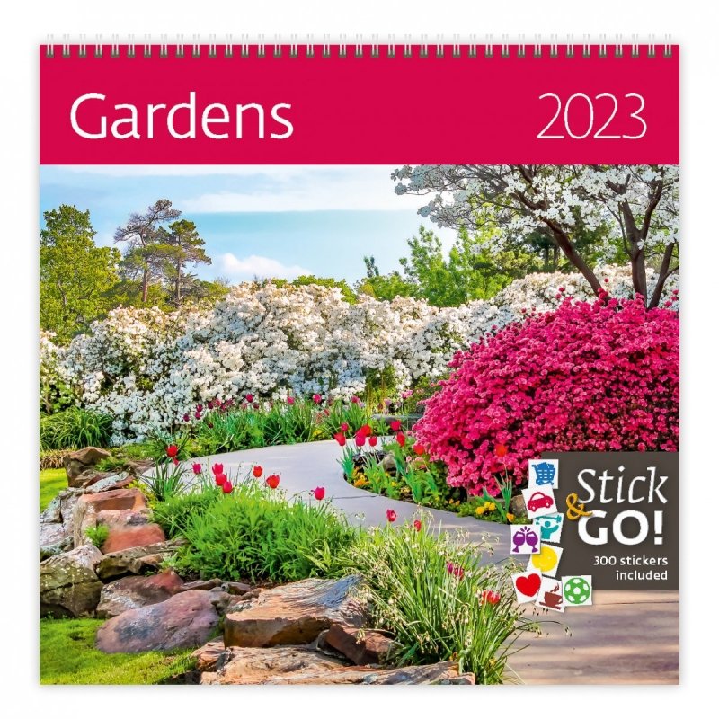 Kalendarz ścienny wieloplanszowy Gardens 2023 z naklejkami - okładka
