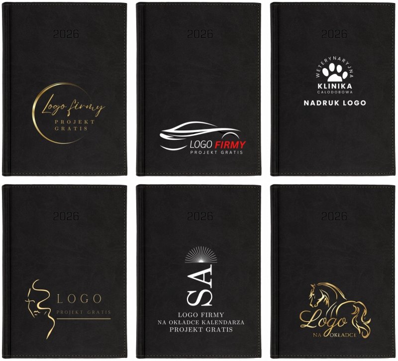 różne wzory okładek kalendarza z logo
