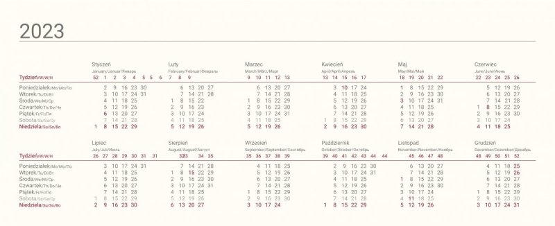 Kalendarz biurkowy tygodniowy na rok szkolny 2021/2022 PREMIUM biały