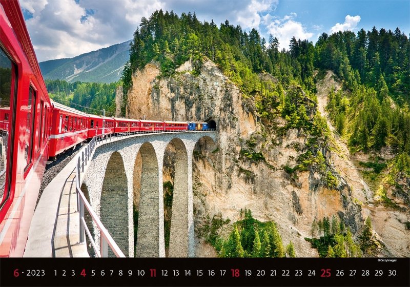 Kalendarz ścienny wieloplanszowy Trains  2023 - czerwiec 2023