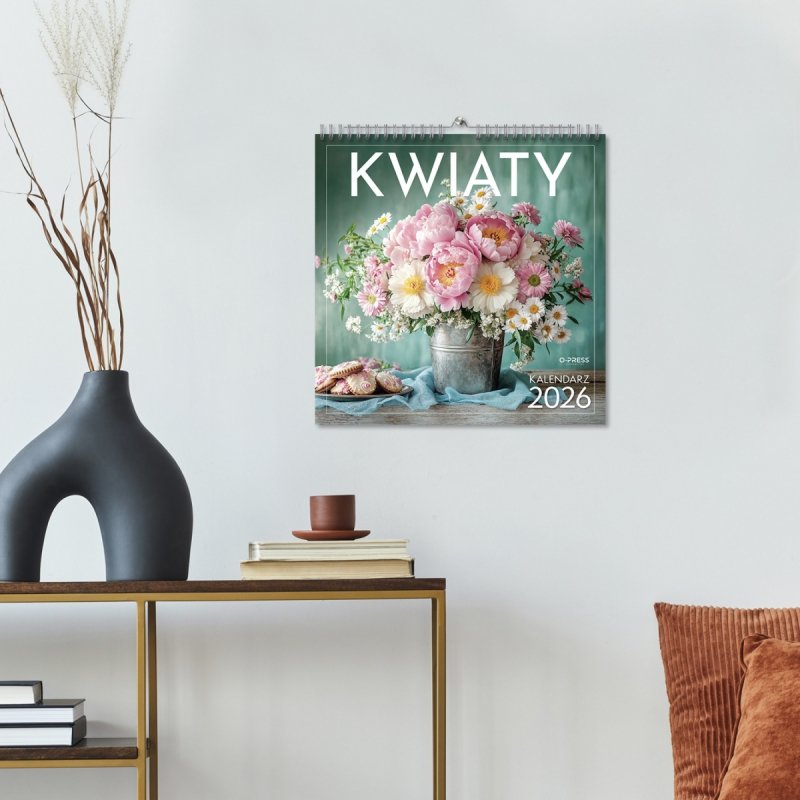 Kalendarz ścienny wieloplanszowy 33x33 cm KWIATY 2026