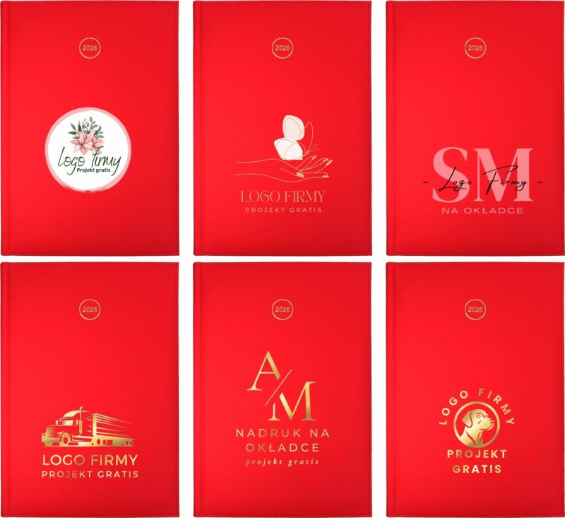 wzory okładek kalendarza książkowego na rok 2026 z twoim logo