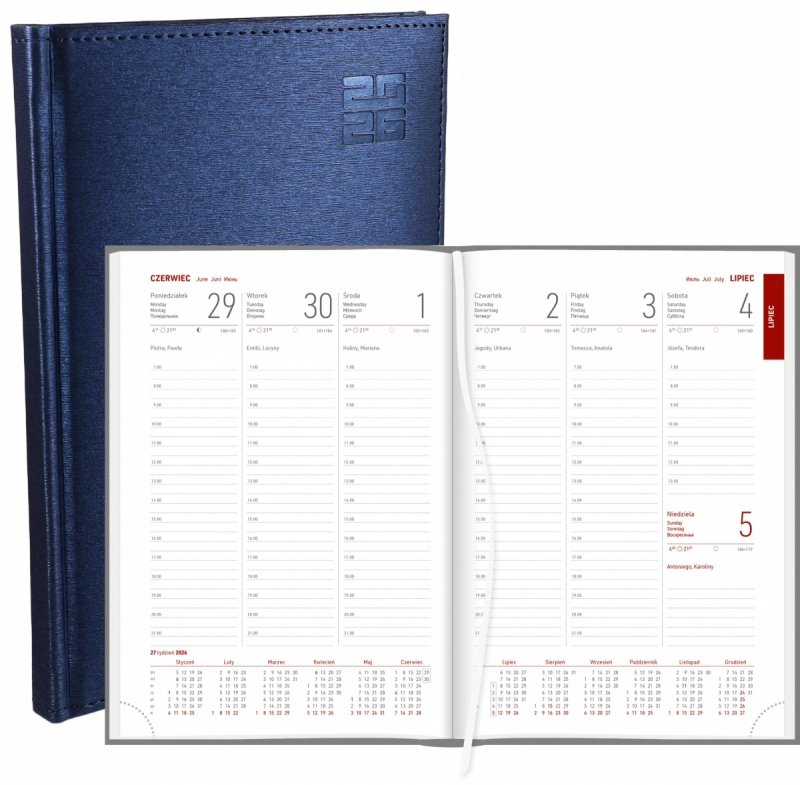 kalendarze książkowe w okładce podobnej do szczotkowanego aluminium