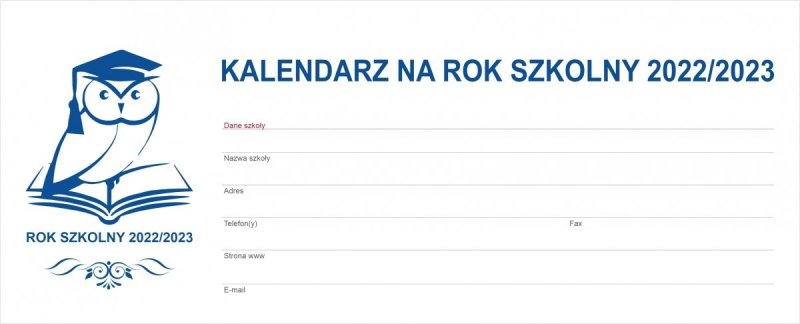 Okładka kalendarza tygodniowego biurkowego Z PIÓRNIKIEM na rok szkolny 2022/2023