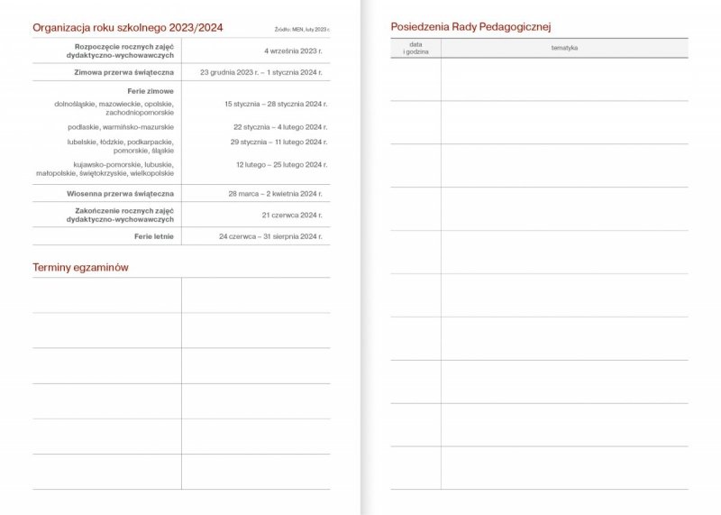 Kalendarz nauczyciela 2023/2024 A5 tygodniowy z długopisem oprawa zamykana na gumkę NEBRASKA srebrna (gumki szare) - ŻYRAFA