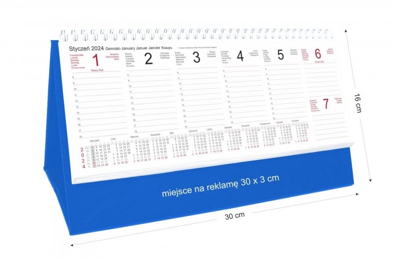 Kalendarz biurkowy stojący na podstawce PREMIUM 2024 z miejscem na nadruk