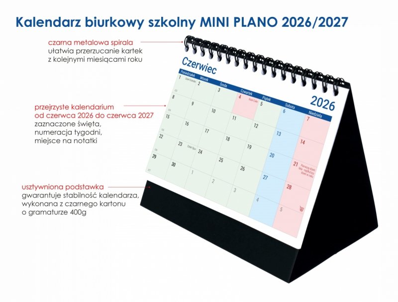 opis kalendarza na rok szkolny 2026/27 spiralowanego