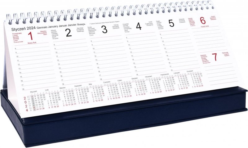 Kalendarz biurkowy TYGODNIOWY Z PIÓRNIKIEM na rok 2024