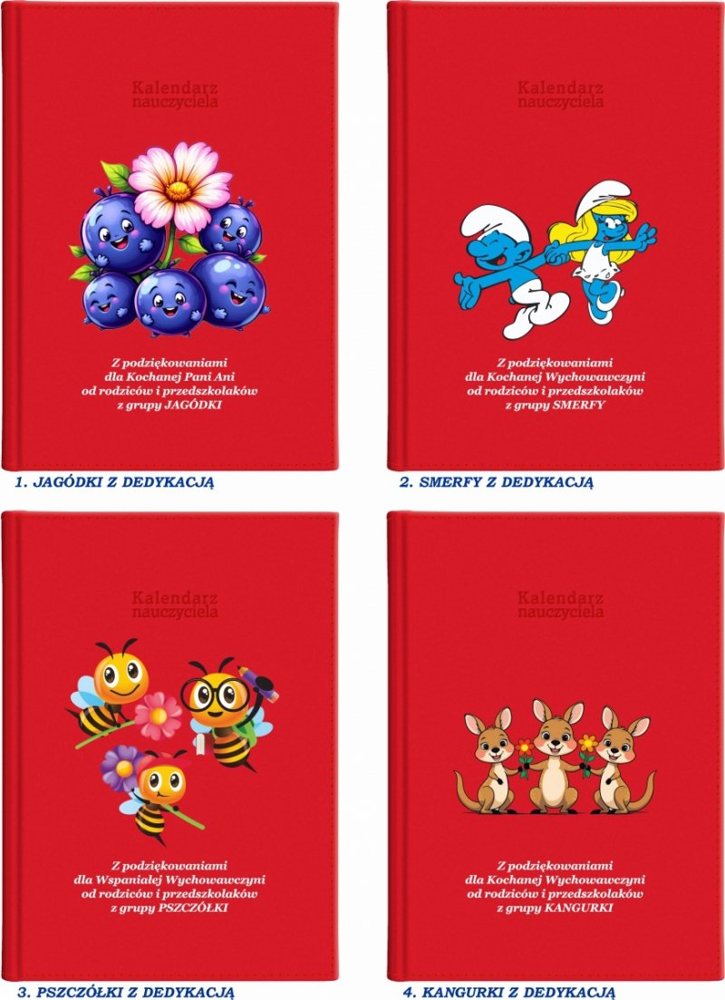 kalendarz dla nauczyciela z podziękowaniem od grupy przedszkolnej na rok 2026/2027