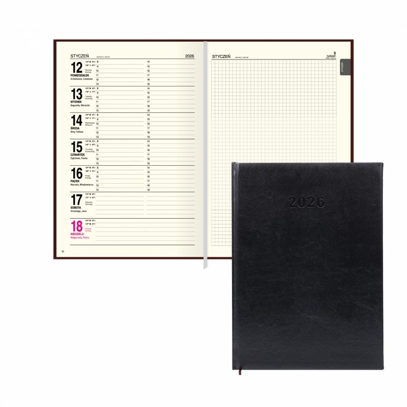 kalendarz książkowy 2026 w oprawie skóropodobnej