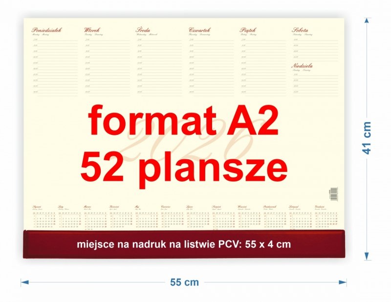 podkład na biurko A2 52-kartki na rok 2026