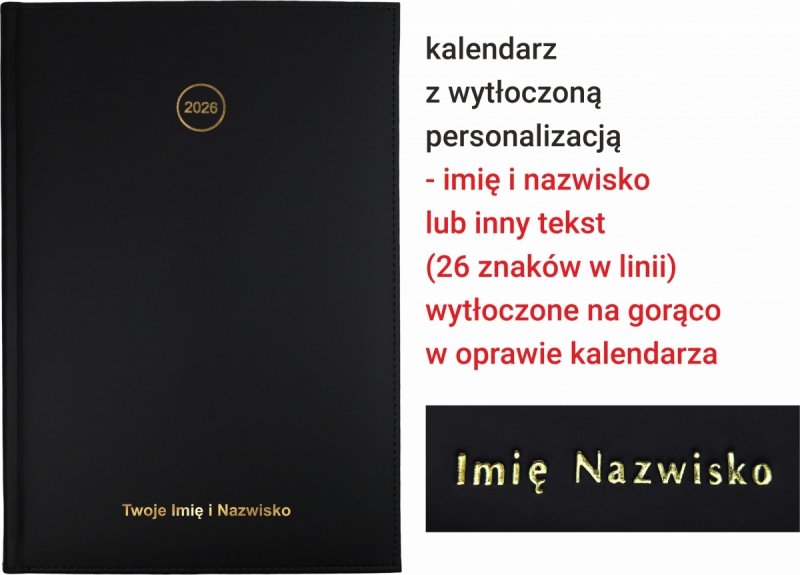 kalendarz książkowy 2026 okładka skóropodobna z wytłoczoną personalizacją
