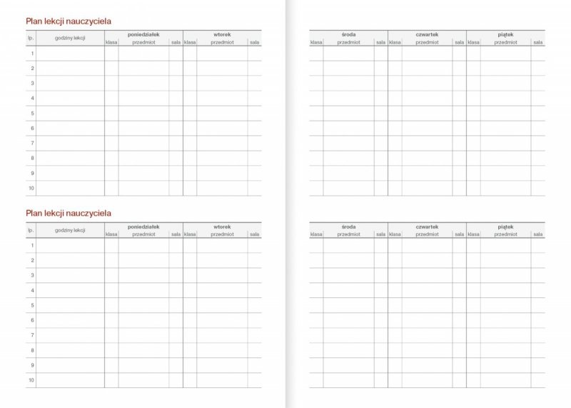 Kalendarz nauczyciela 2023/2024 format A5 układ tygodniowy wkład wymienny oprawa ZIP ZAMYKANA NA ZAMEK