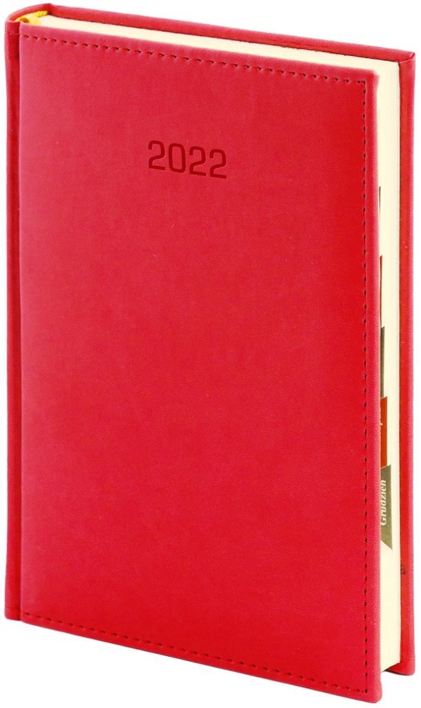 Kalendarz książkowy 2022 A4 tygodniowy papier biały drukowane registry oprawa VIVELLA EXCLUSIVE czerwona