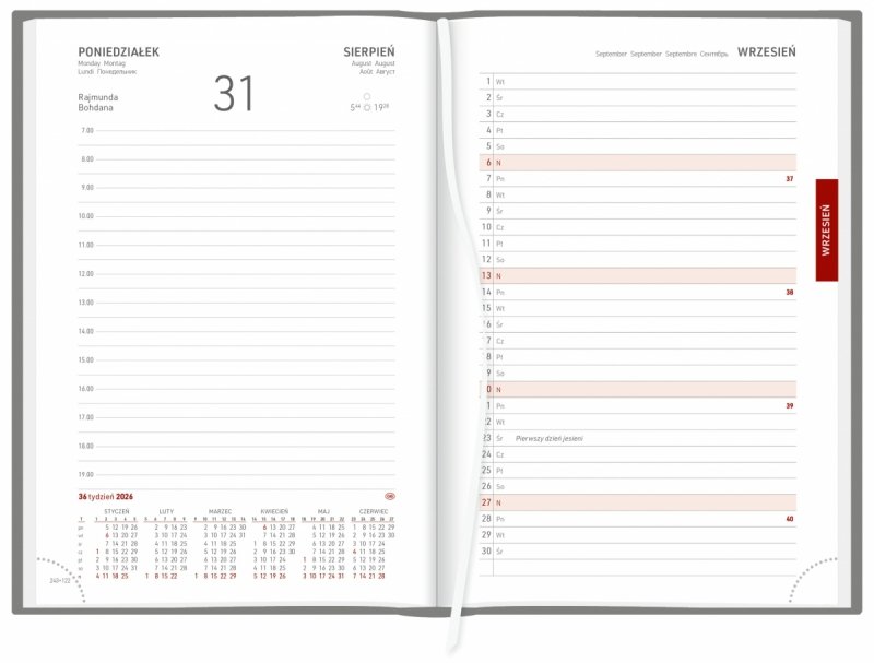 kalendarz z planerem przed każdym miesiącem