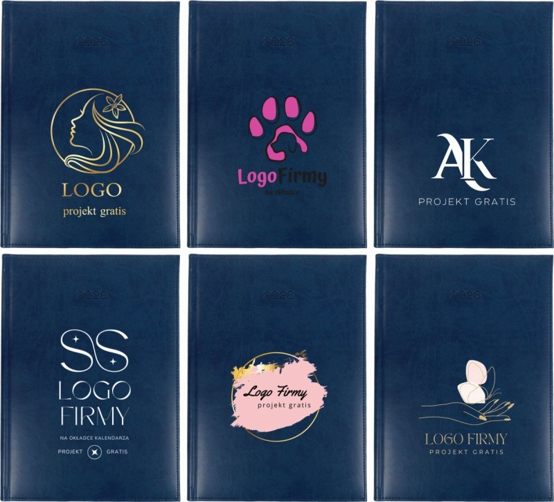 przykładowe wzory okładki z logo do kalendarza A4 na rok 2026