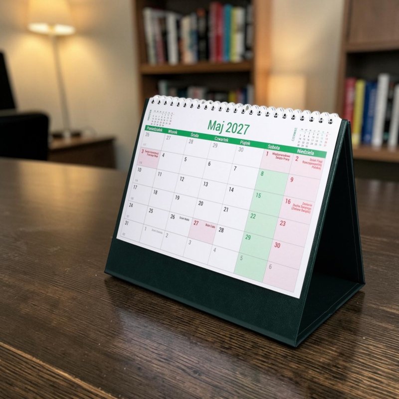 kalendarz biurkowy na rok 2027 z miejscem na notatki