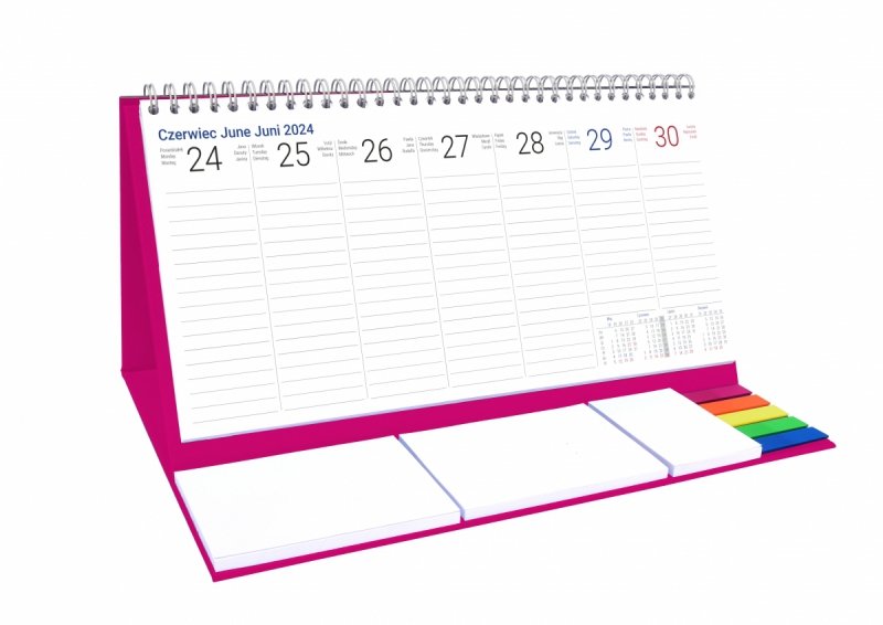 Kalendarz biurkowy tygodniowy na rok szkolny 2024/2025