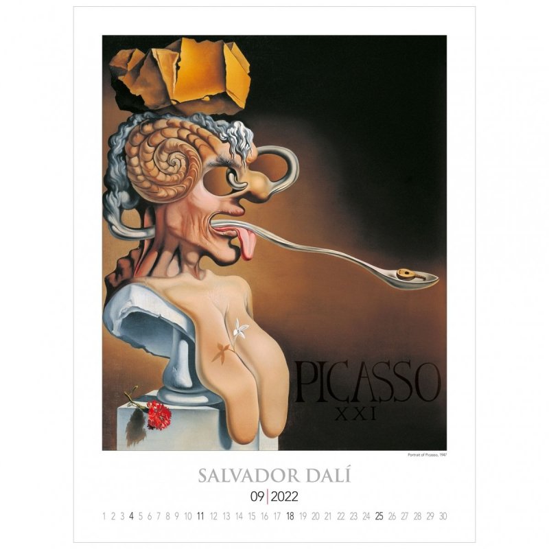 Kalendarza ścienny wieloplanszowy z reprodukcjami obrazów Salvadora Dali - wrzesień 2022