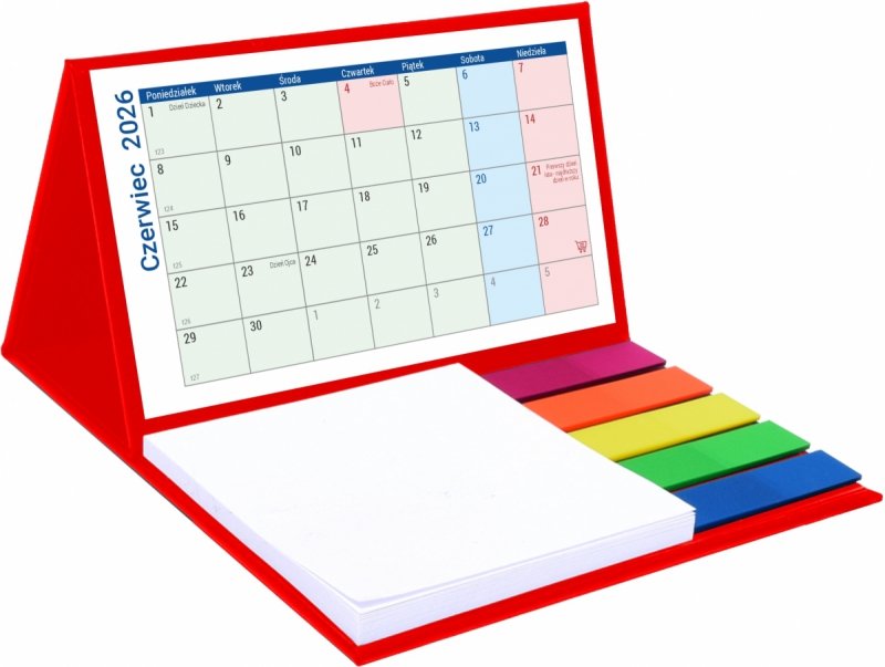 kalendarz biurkowy szkolny na rok 2026/2027 MINI z notesami i znacznikami