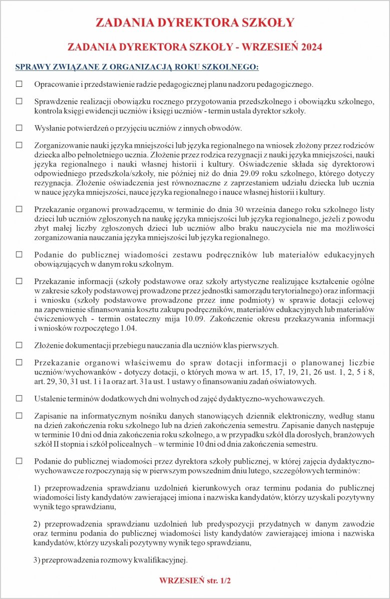 kalendarz dyrektora szkoły zamykany na magnes