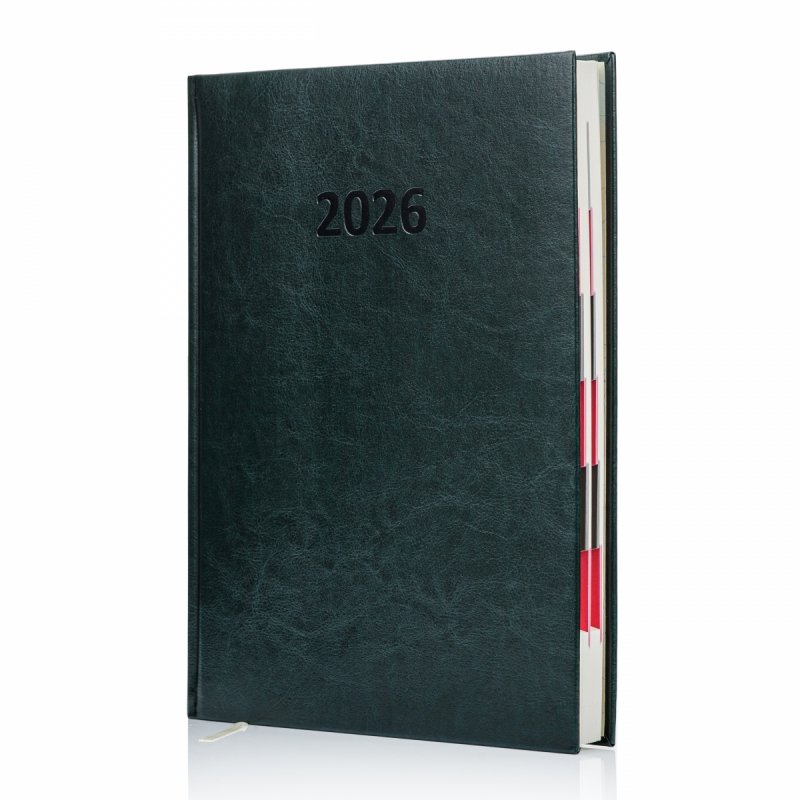 Kalendarz książkowy 2026 A4 dzienny papier chamois wycinane registry oprawa PRIMA KOLOR DO WYBORU