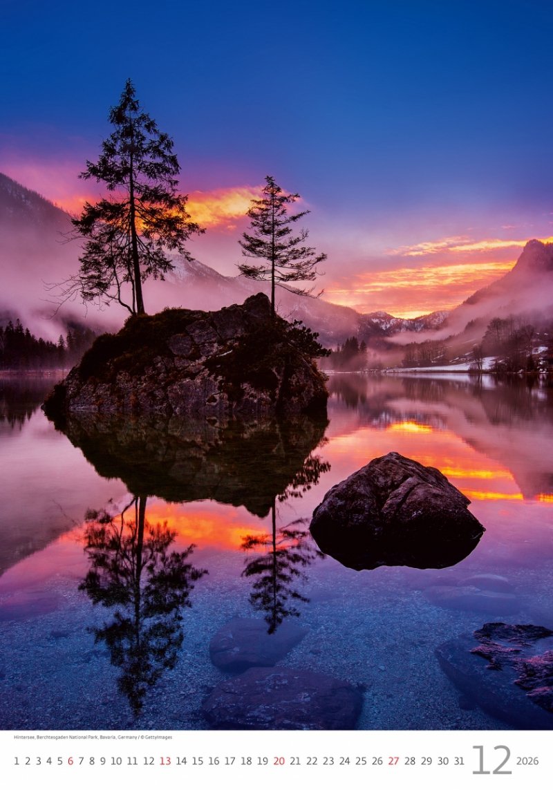 kalendarz ścienny na rok 2026, piękne zdjęcia o wym. 31.5 x 45 cm