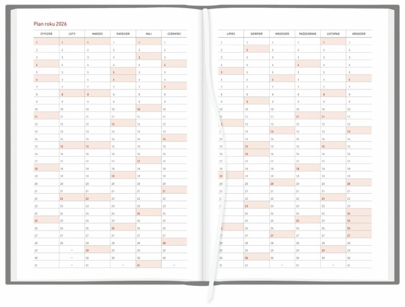 plan roku 2026 w kalendarzu A5 