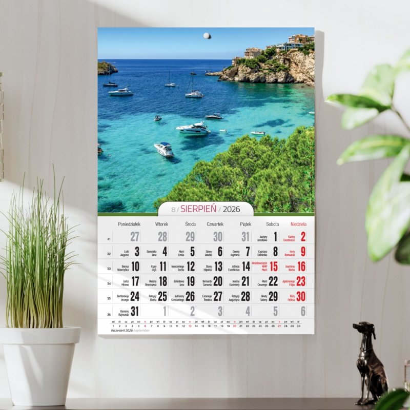 Kalendarz ścienny wieloplanszowy A4 KRAJOBRAZY 2026