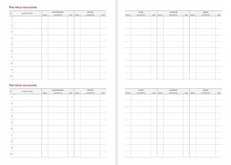 Kalendarz nauczyciela 2023/2024 B5 tygodniowy oprawa VIVELLA czerwona - KONEWKA