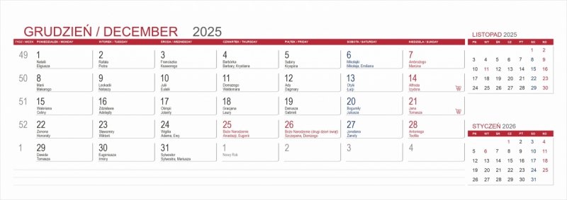 kalendarz MAXI do postawienia na biurku na rok 2025