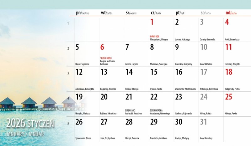 kalendarz na biurko na rok 2026
