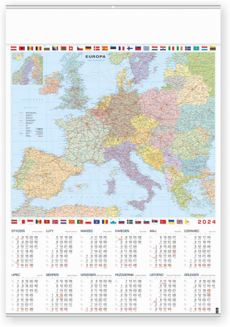 Kalendarz plakatowy B1/01 Mapa Europy 2024