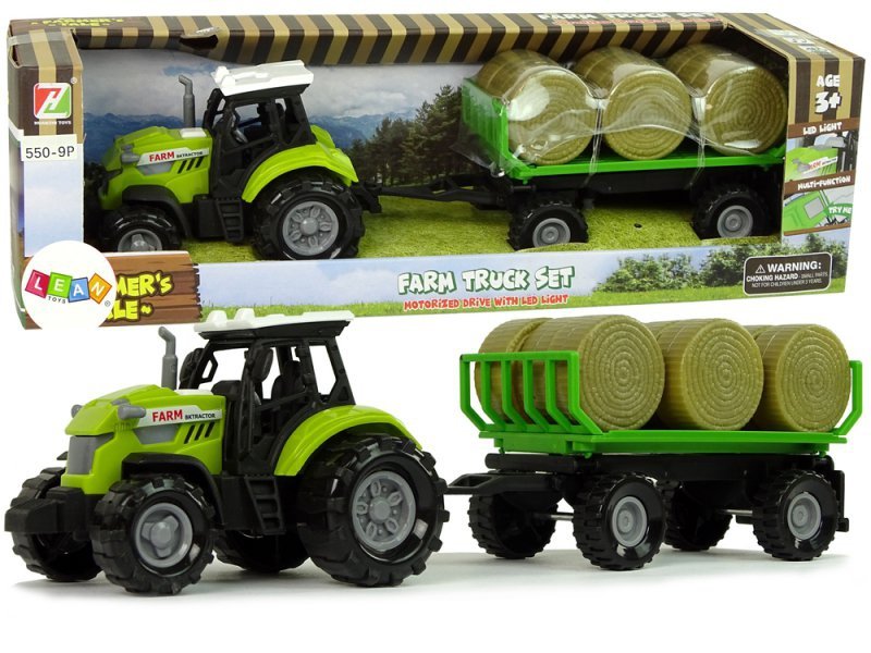 Traktor-z-Przyczepka-Bale-Siana-Dźwięk-Zielony-26cm-1